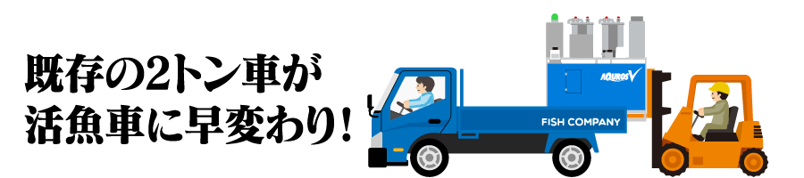 既存の2トン車が活魚車に早変わり!